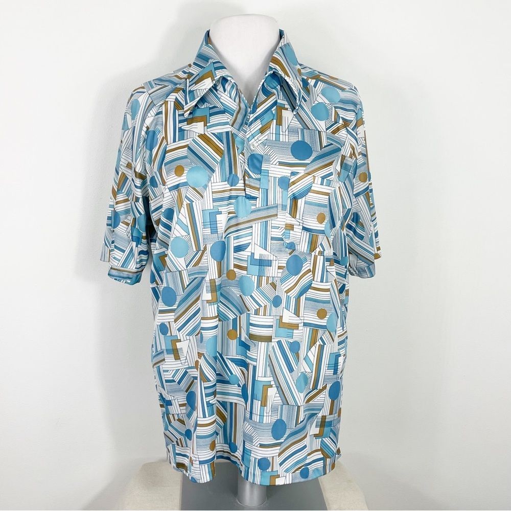 Lilly Dache Vintage 70s Geometric Disco Shirt
